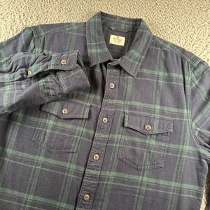 Marine Layer Shirt Mens M Navy Green Plaid Long Sleeve Flannel Button Up Casual